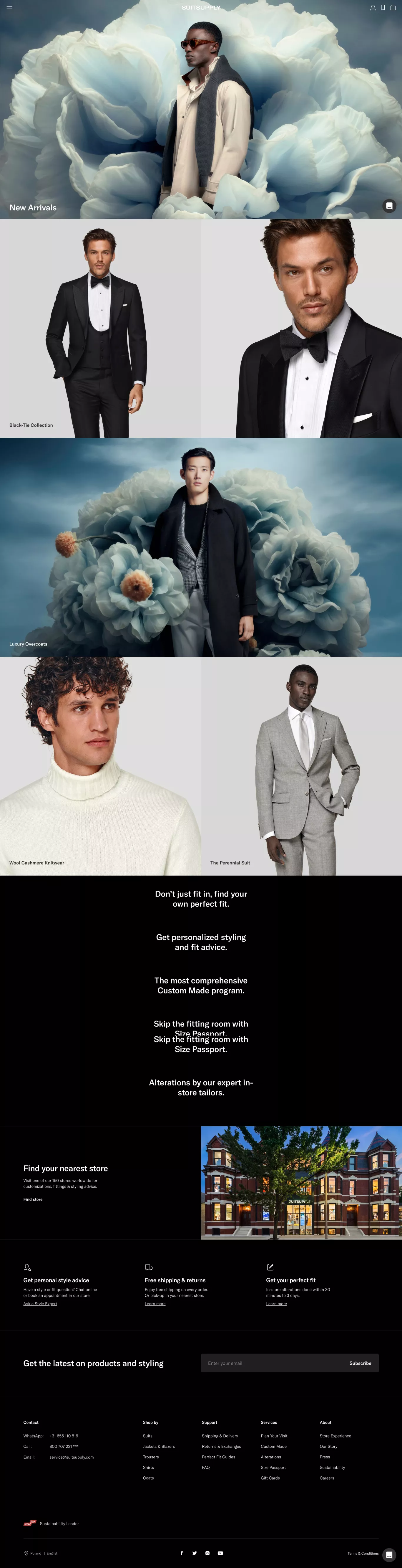 SUITSUPPLY ecommerce page screenshot showcasing Fashion and Ecommerce design