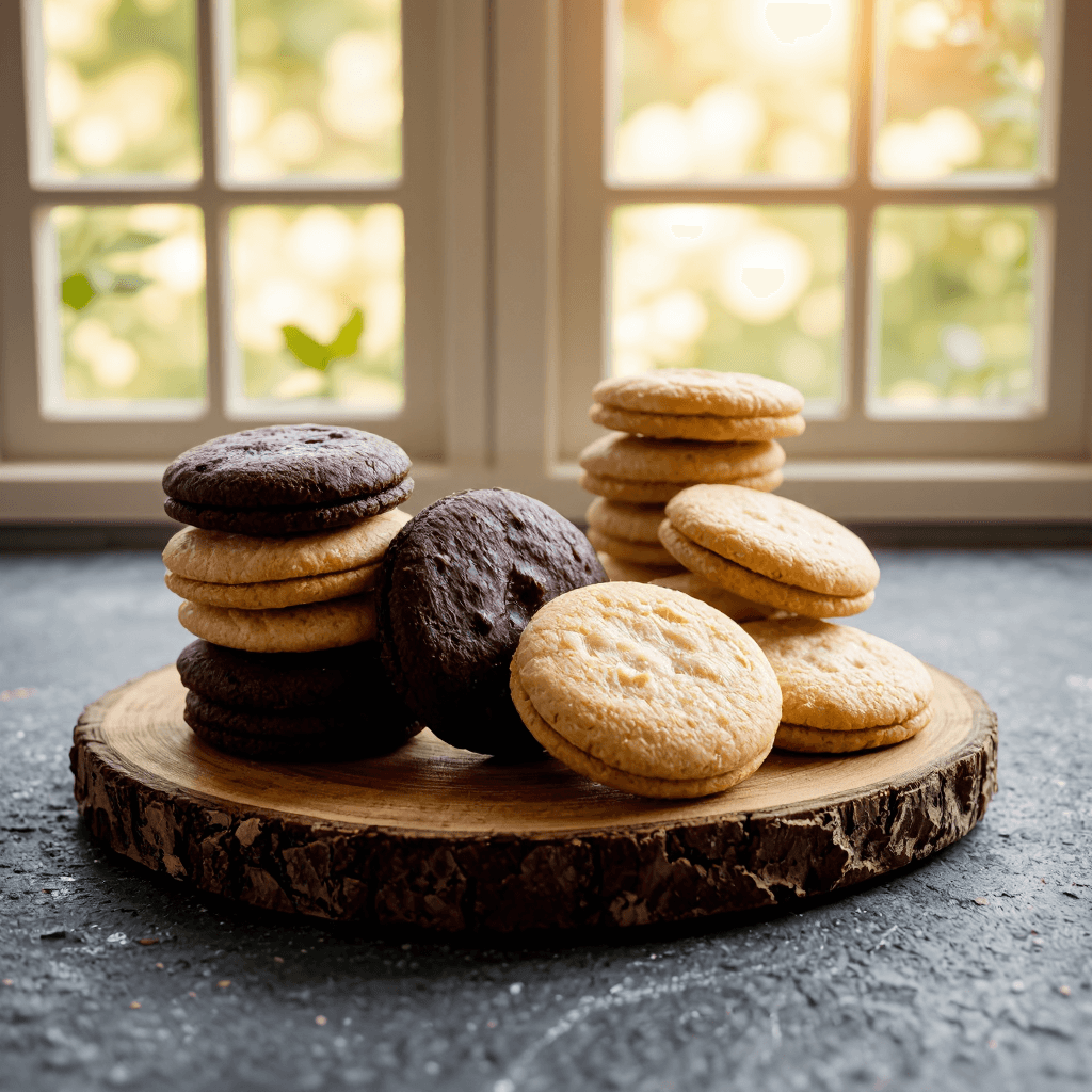 product photography of a box of assorted cookies