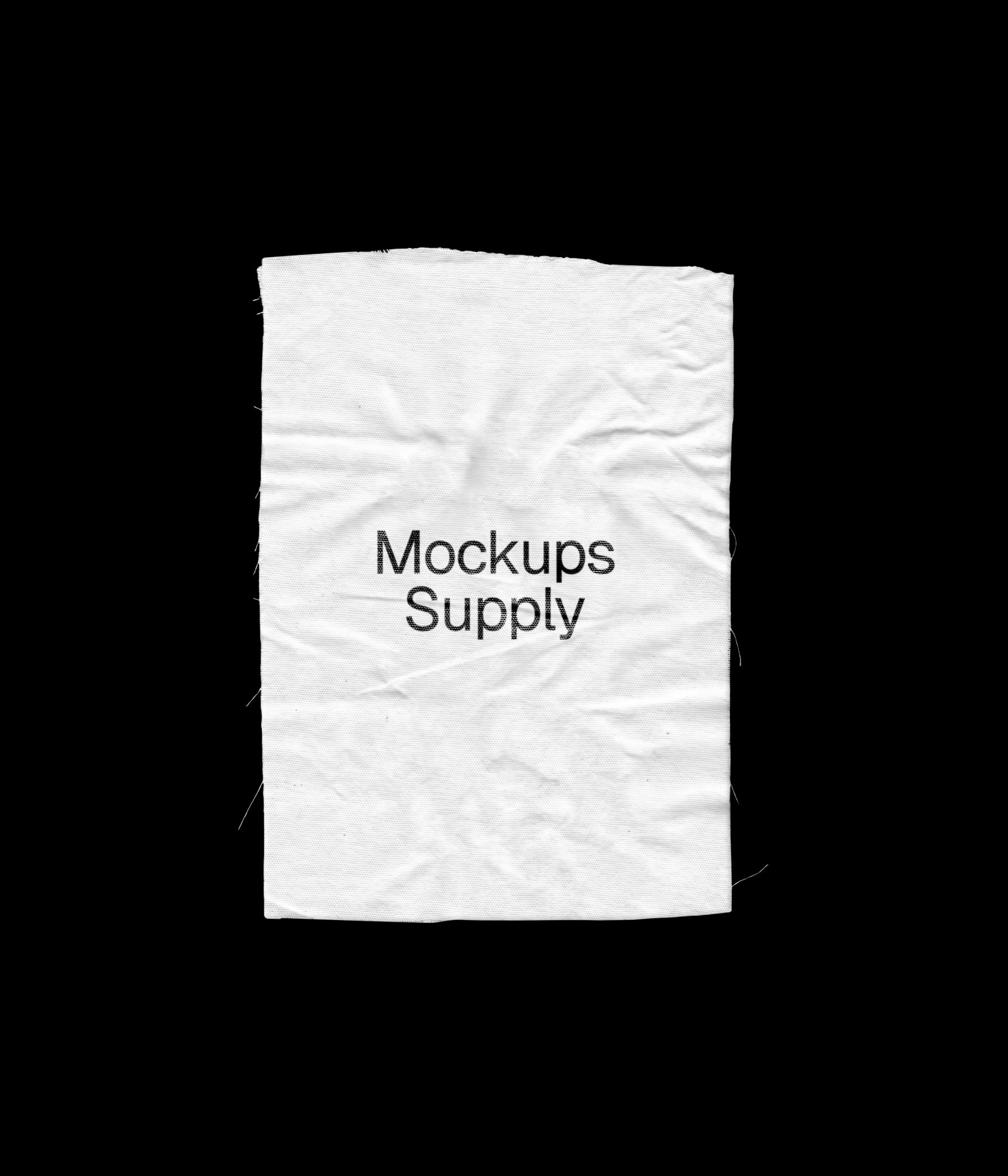 Wrinkled polyester wash label mockup download on Mockups Supply