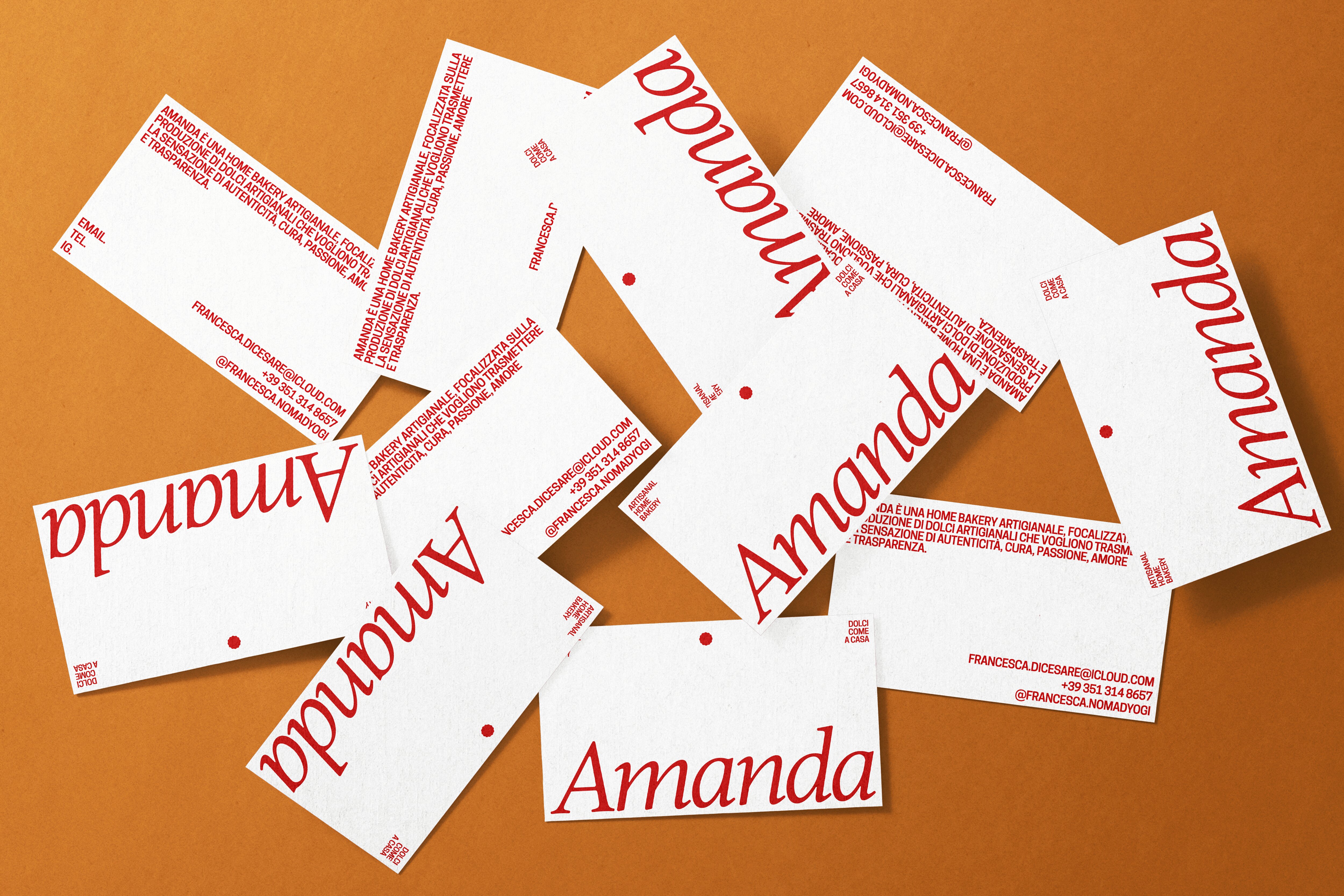 Amanda business cards white and red