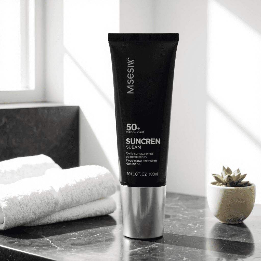 product photography of a tube of sunscreen cream