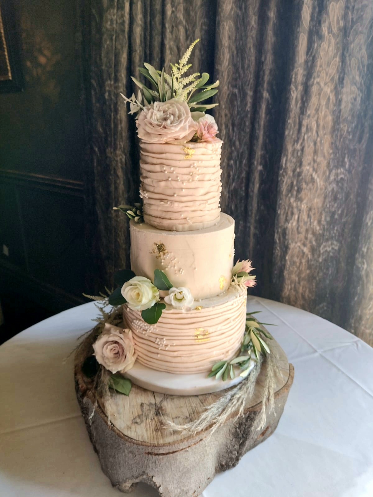 Blush Woodland Rustic Wedding Cake by Sherbert Moon