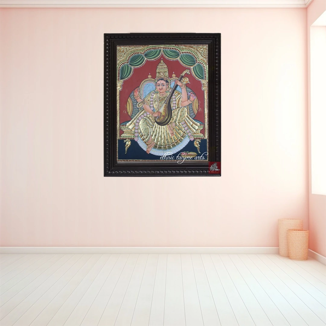 Antique Reproductions Saraswathi Tanjore Painting