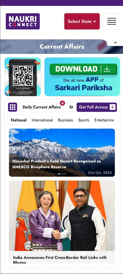 Current Affairs hub on mobile