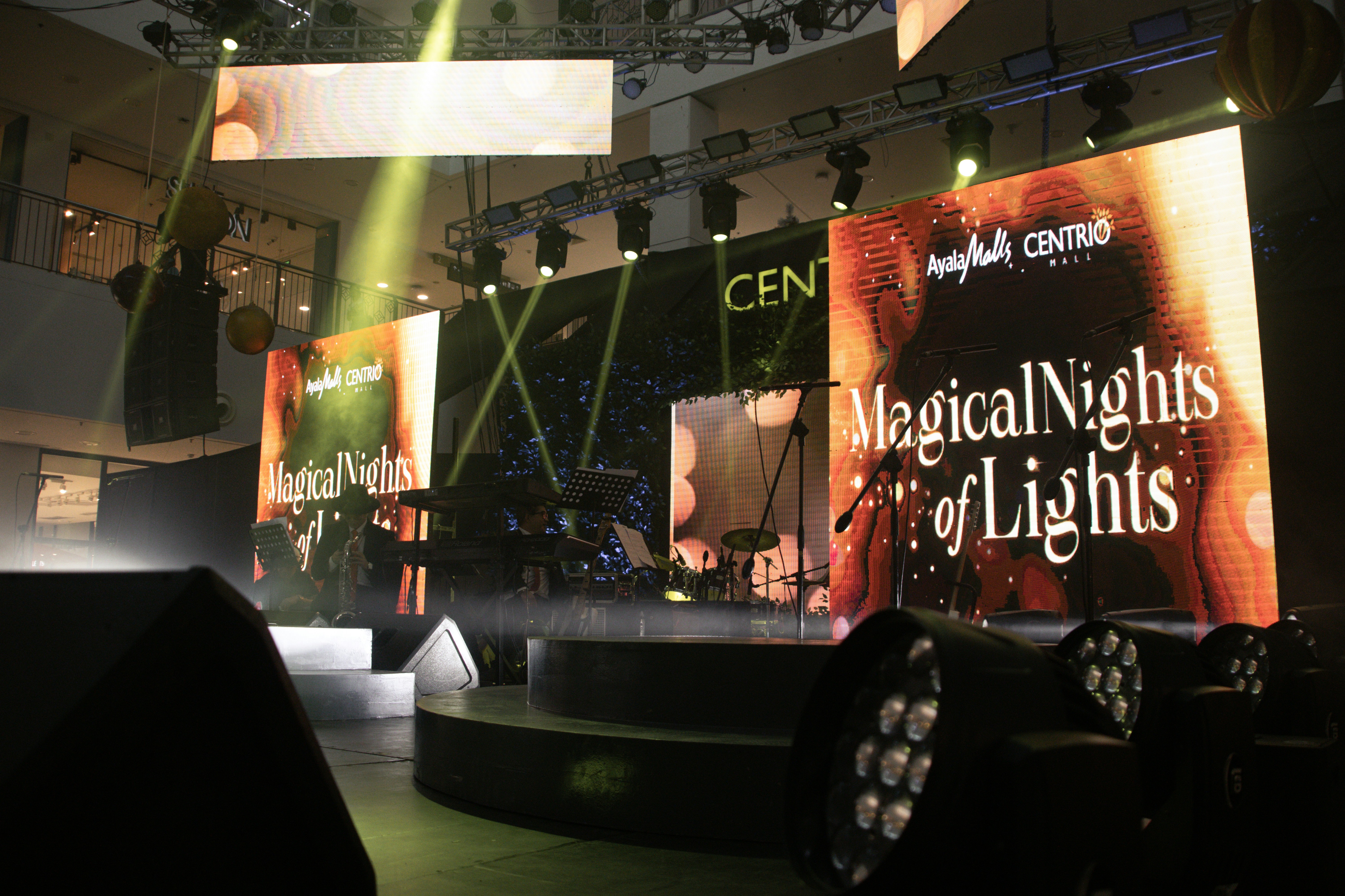 a stage set up for a musical night of lights