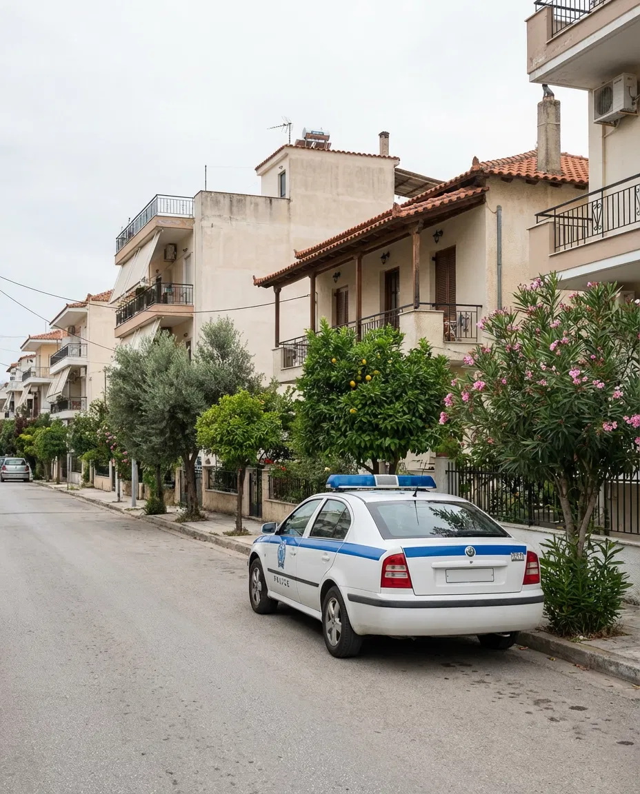 Residential street in Lamia during police presence