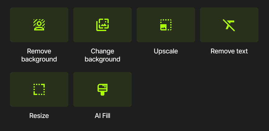 icons of image editing features in Cutback