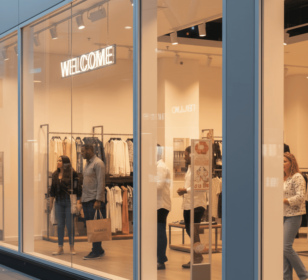 Image of active tenants inside a retail space, symbolizing a non-disruptive decarbonization process for landlords.