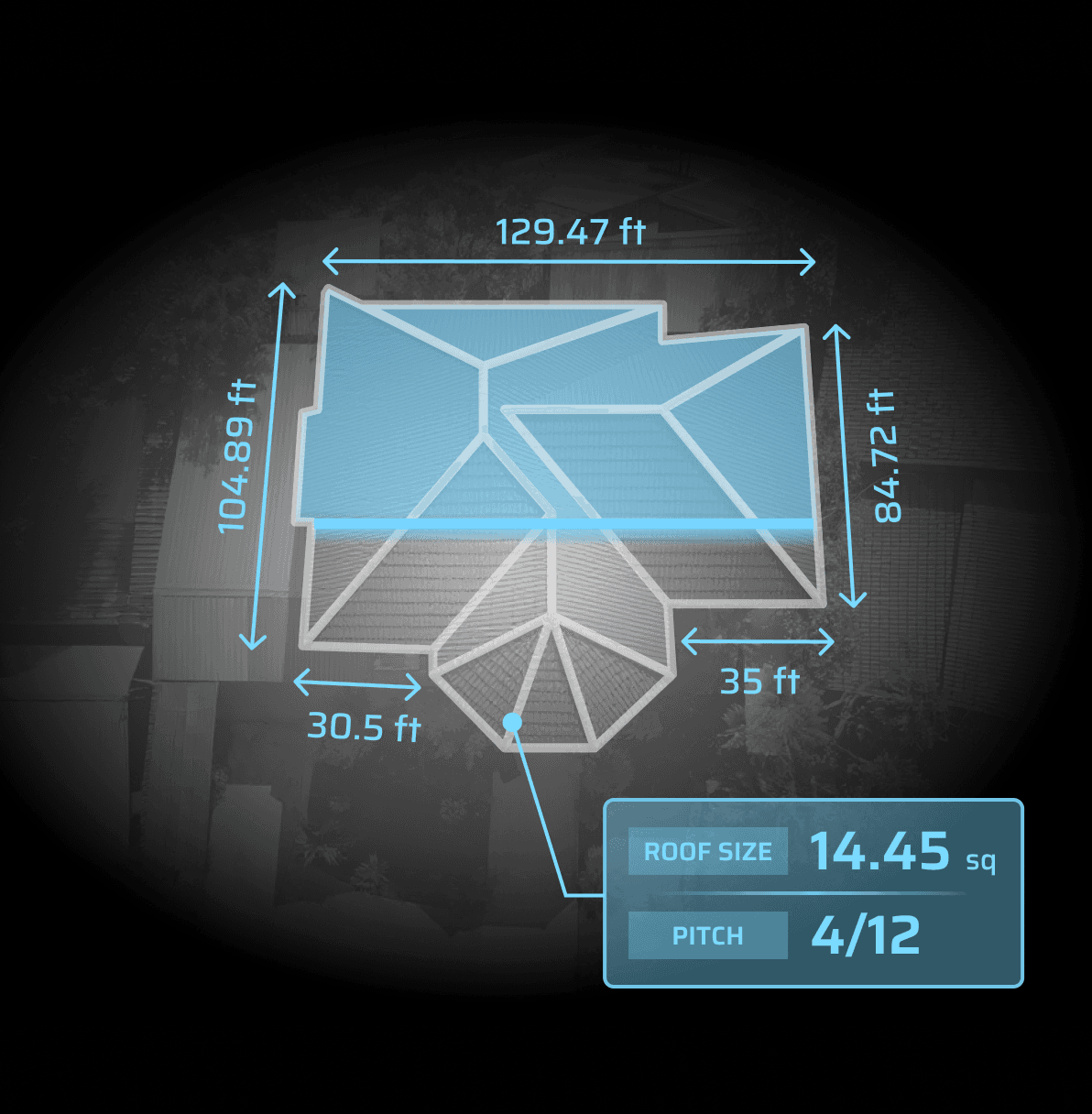 Roof scanning with measurements