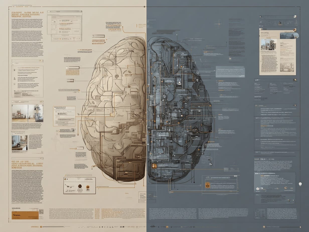 A split illustration of a cluttered, distracted brain on one side and a focused, clear brain on the other.