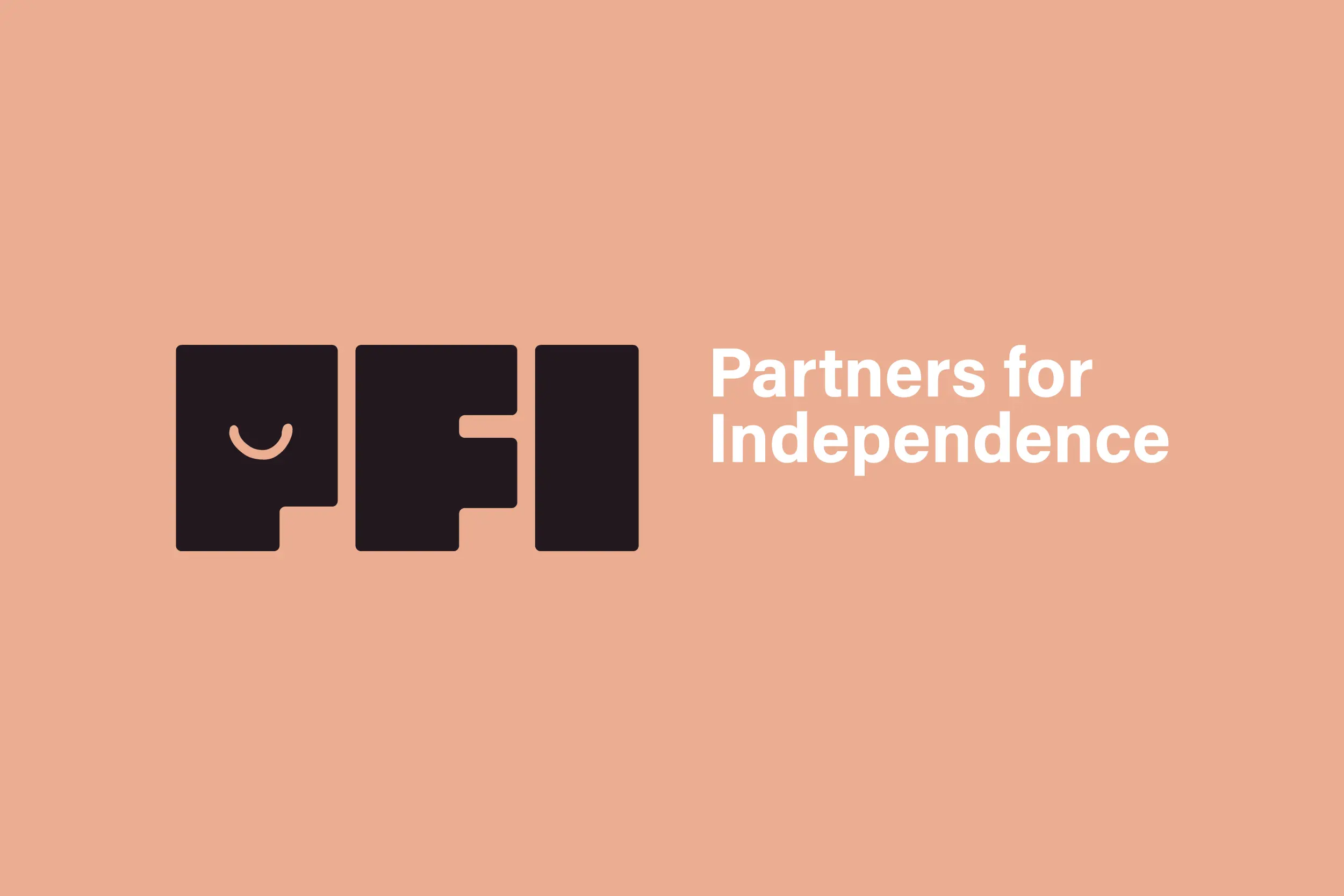 Horizontal Partners for Independence logo displayed on a pink background.