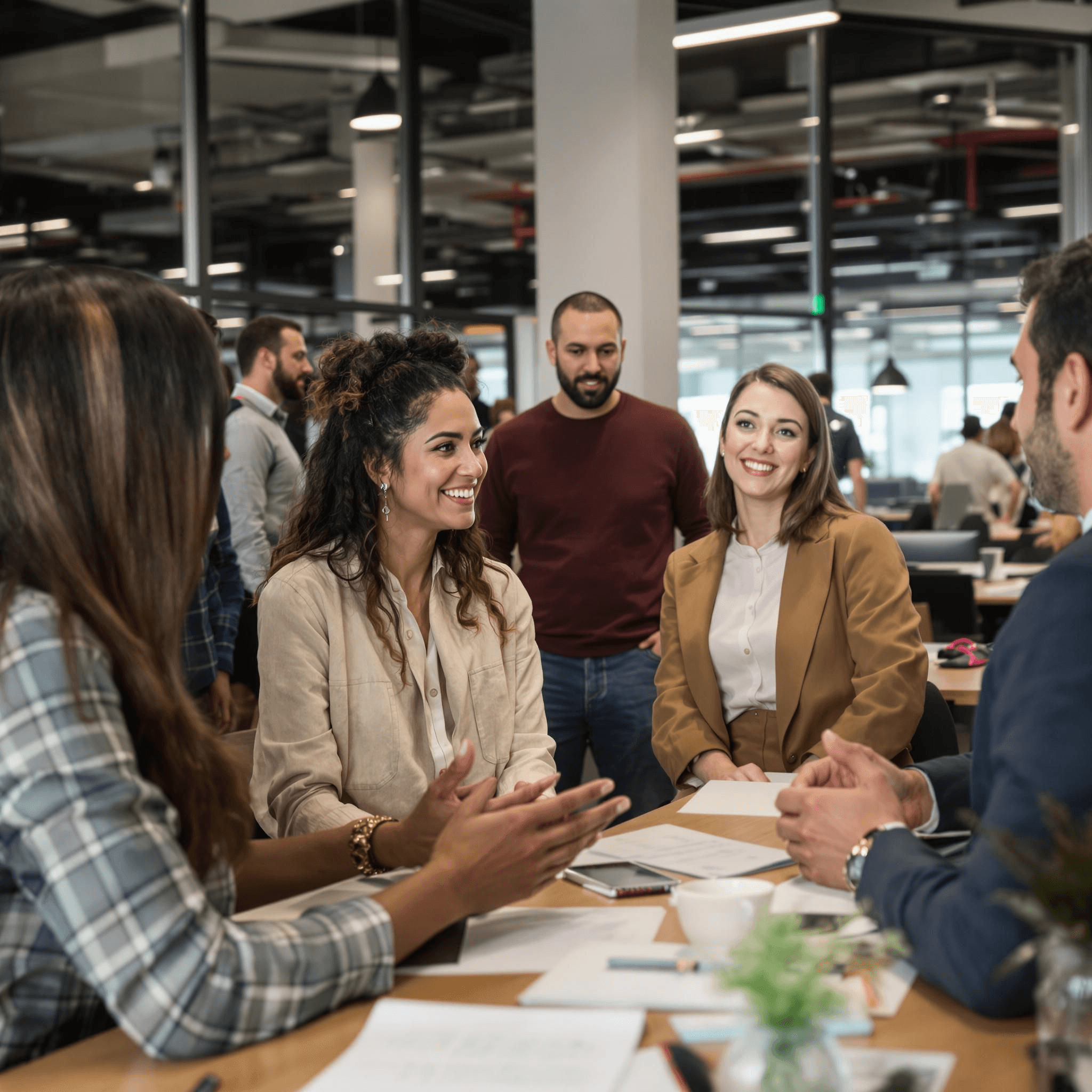 Un grupo diverso de personas, representando la diversidad de estilos de escritura al crear contenido de aprendizaje electrónico