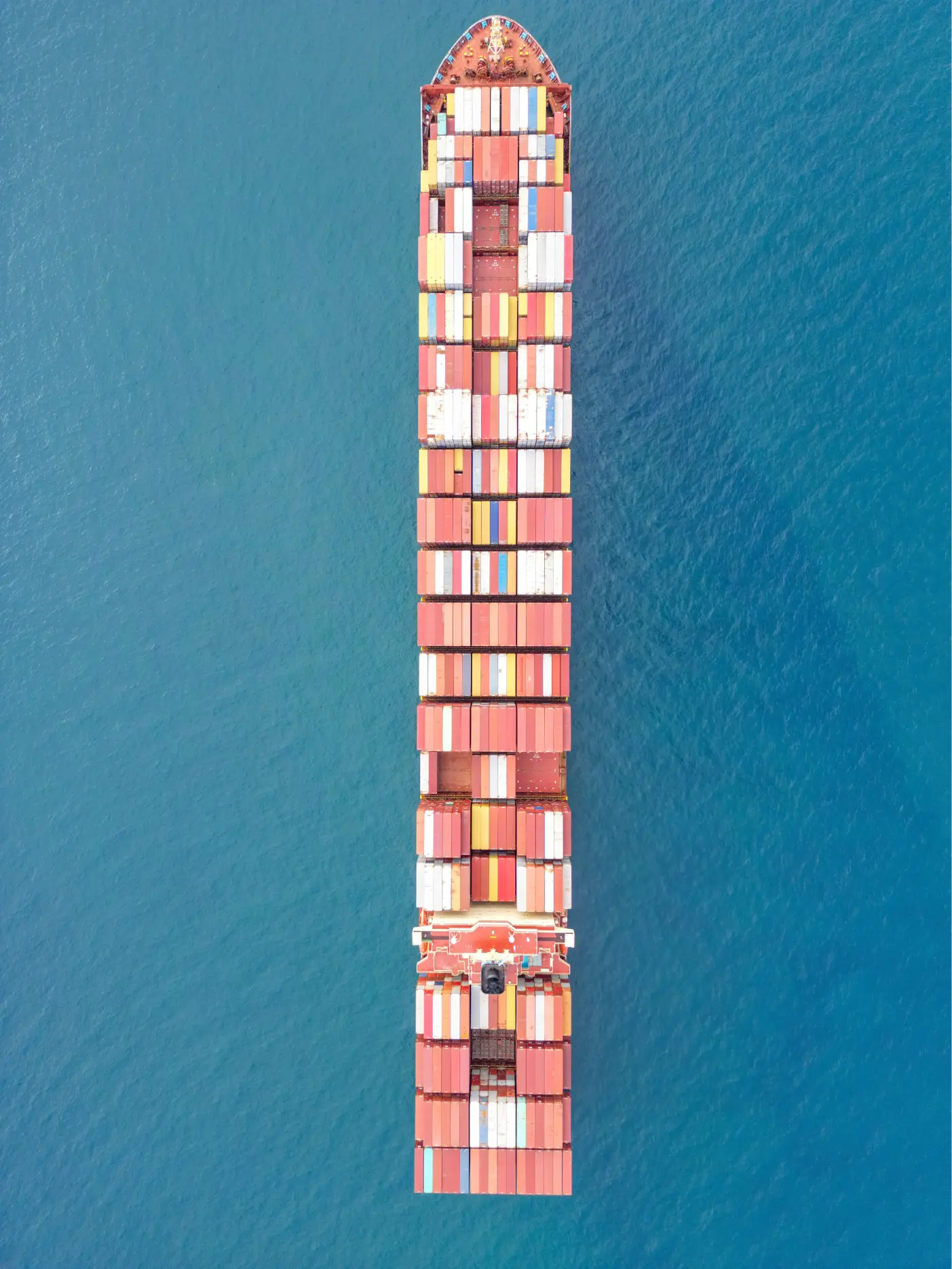 Aerial view of container ship