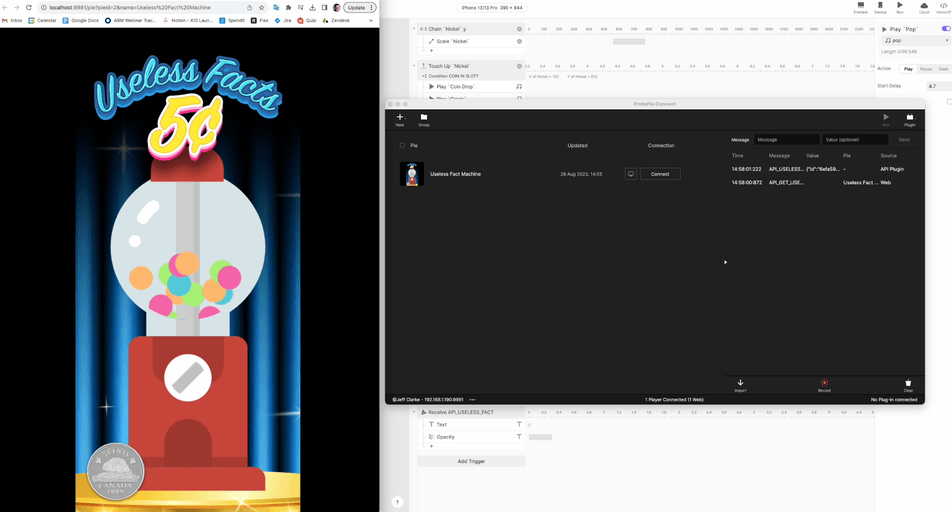 Useless Fact Machine prototype using the API plugin.