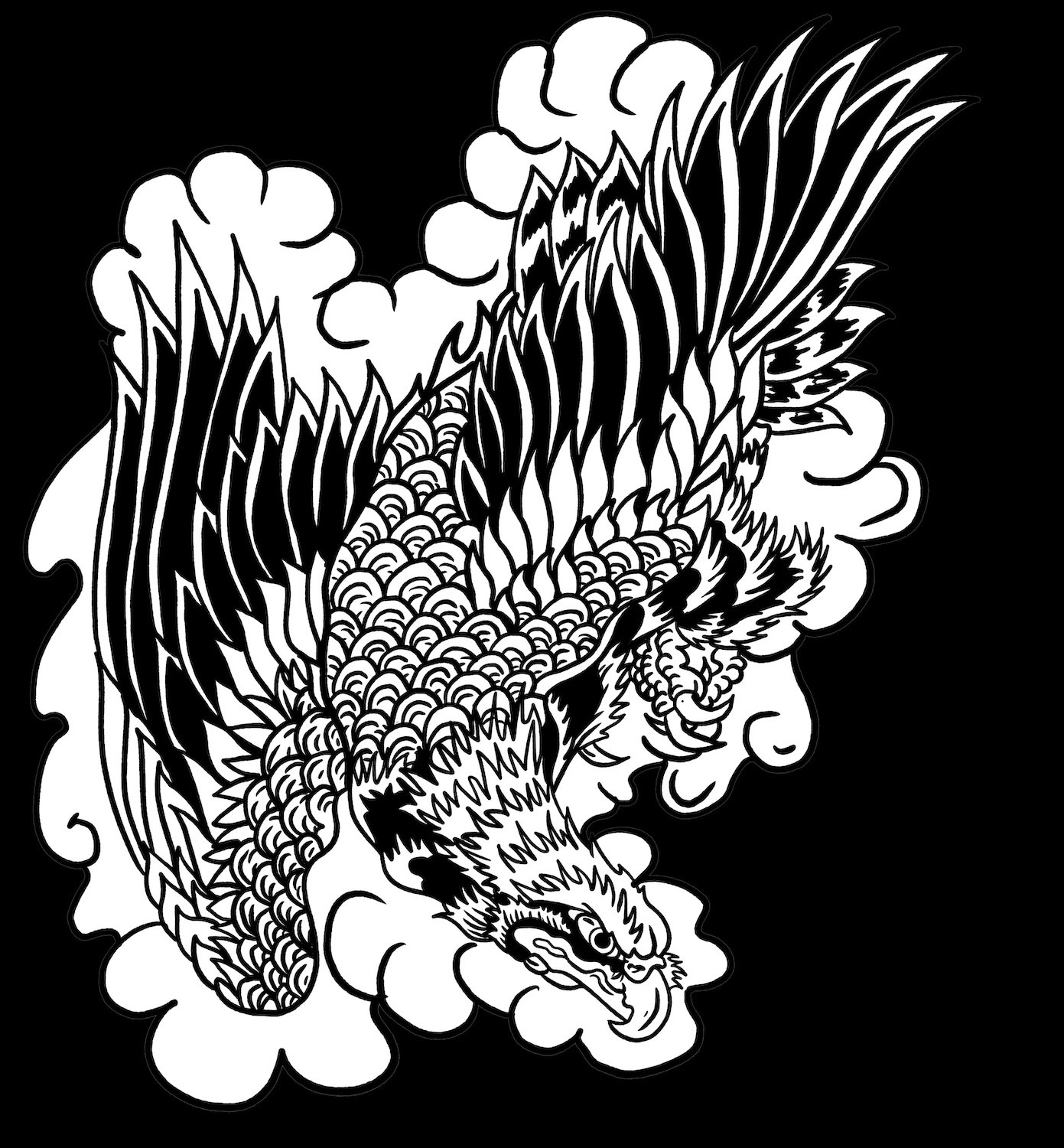 Japanese style hawk illustration