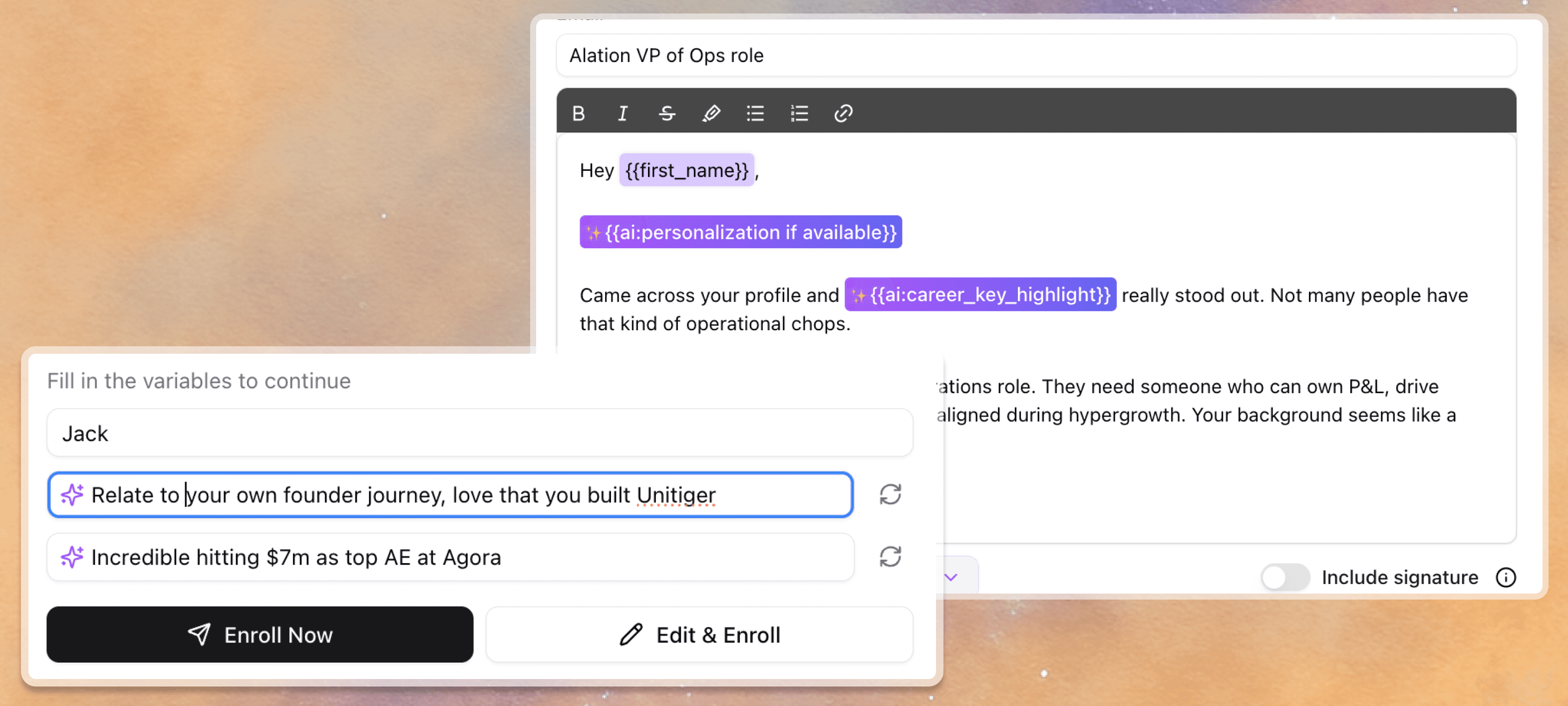 stardex ai product update | email personalization variables feature