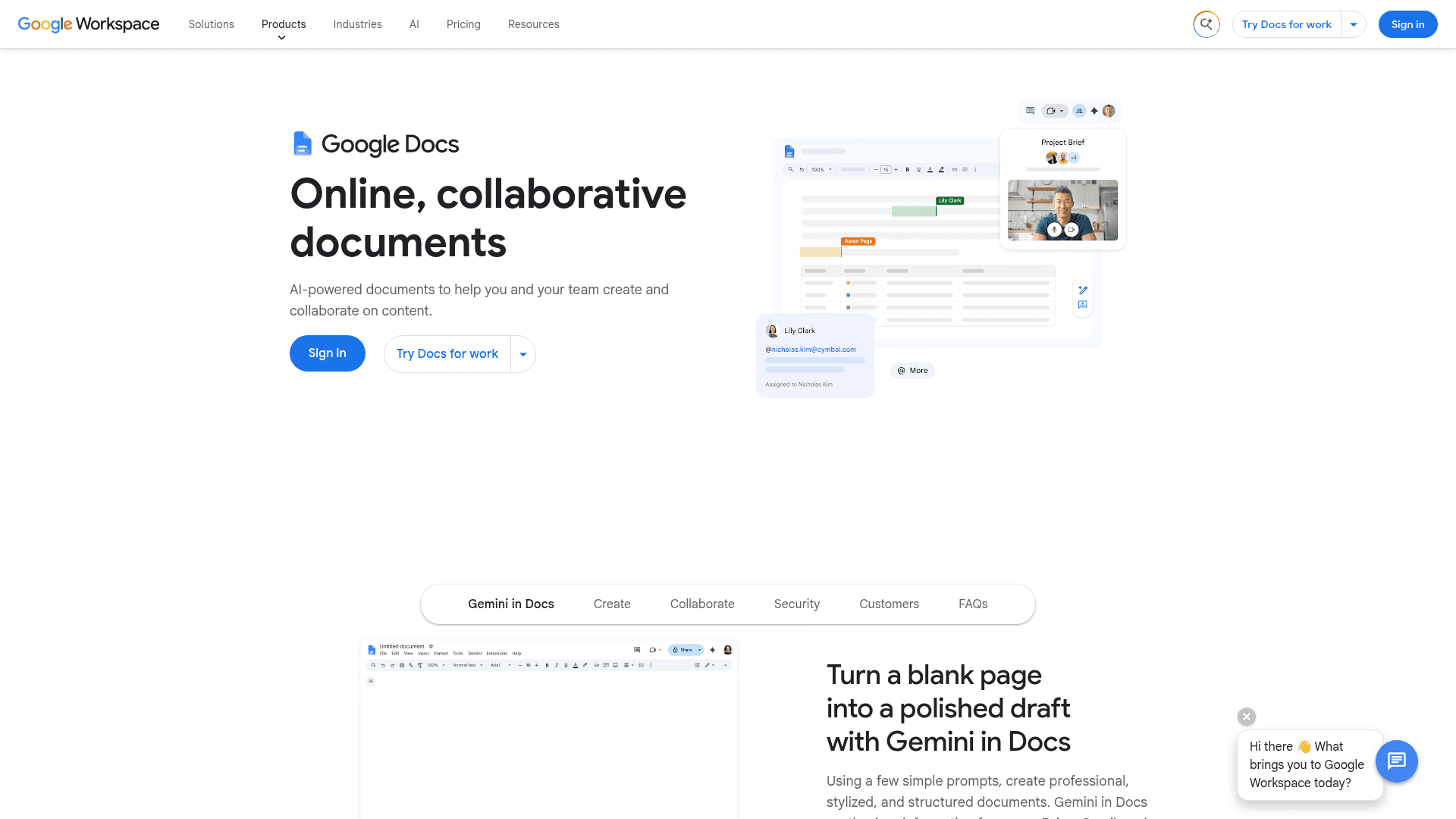 Screenshot of https://workspace.google.com/products/docs/
