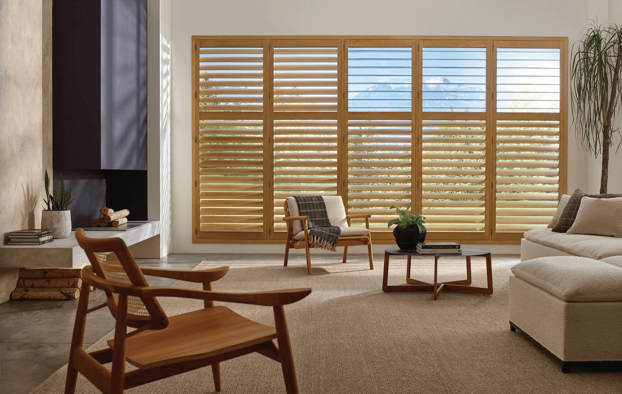 Heritance Hardwood shutters with divider rails and rear tilt