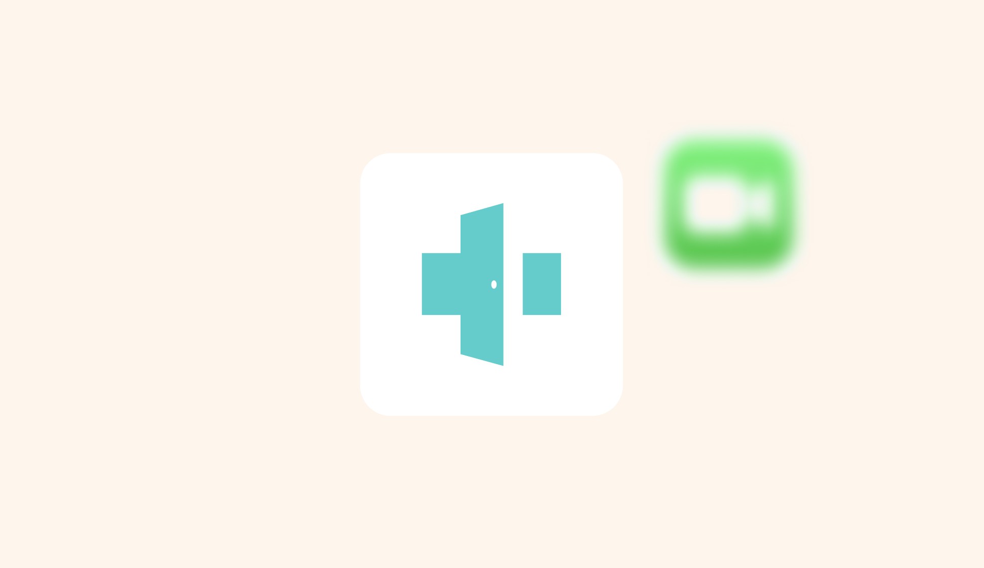 logo of doxy.me in front of a blurred facetime logo