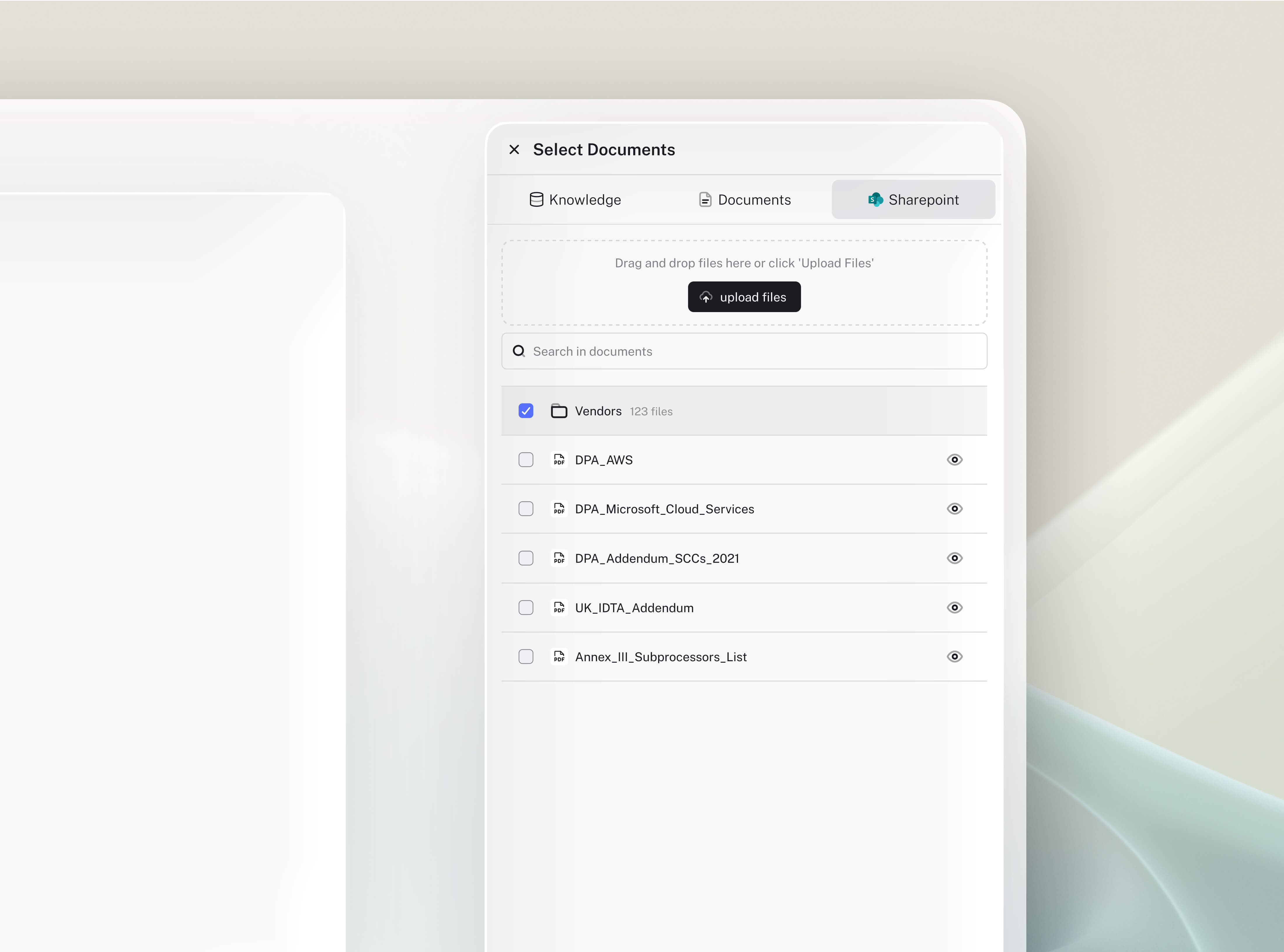 LEGALFLY selecting multiple documents from SharePoint to start a multi review