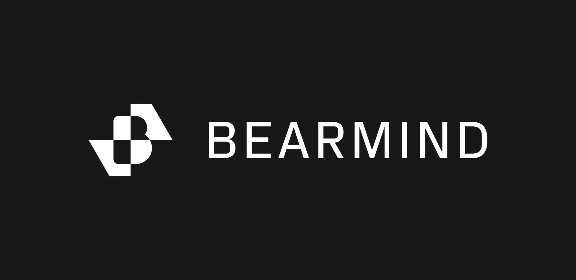 BEARMIND logo on black background, featuring minimalist geometric B design representing innovative digital solutions that elevate sports safety.