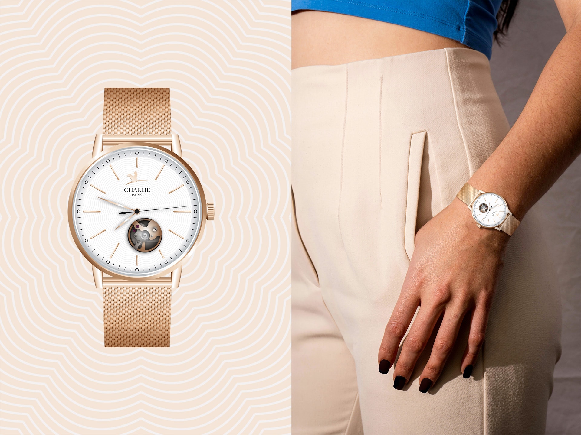 Reproduction vectorielle d'une montre Charlie Paris 