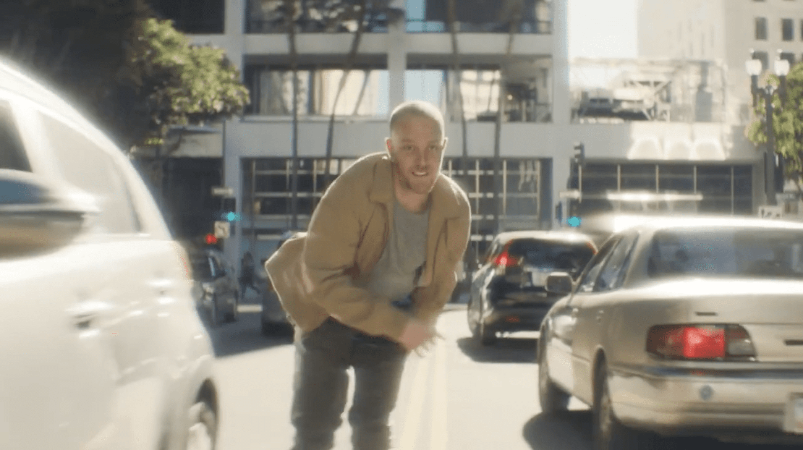 MAn roller skating down a street