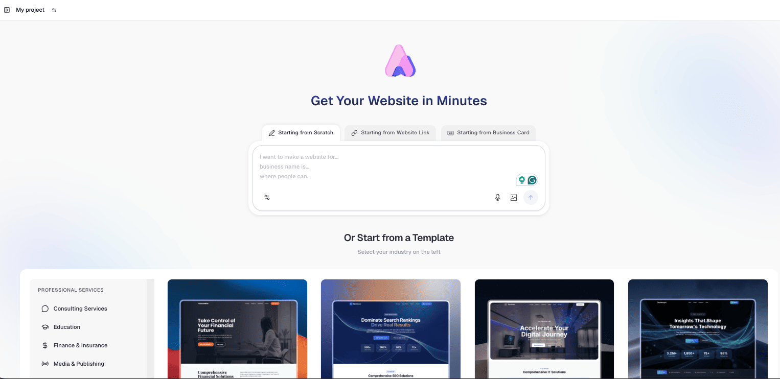 readdy ai homepage