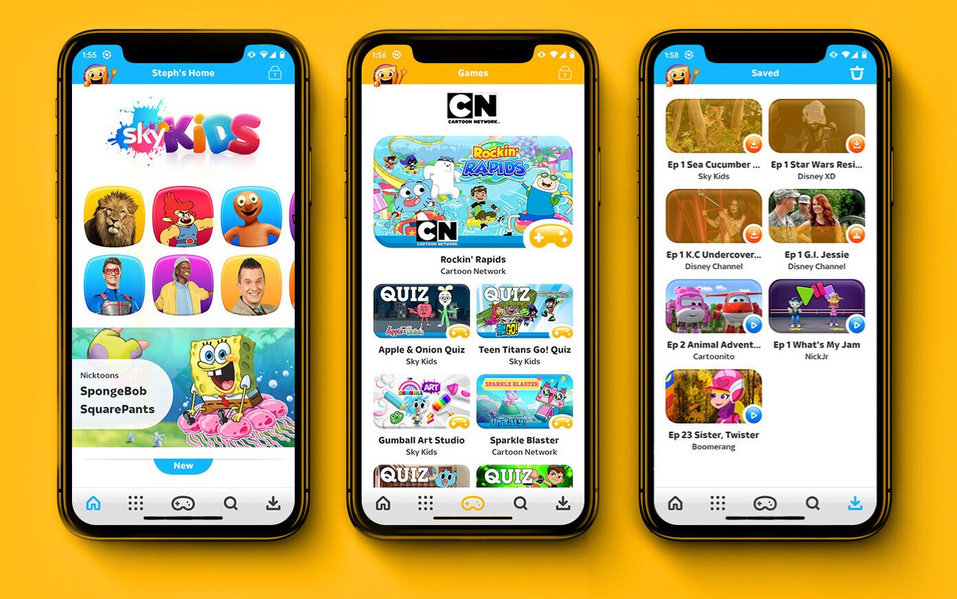 Kids app screens