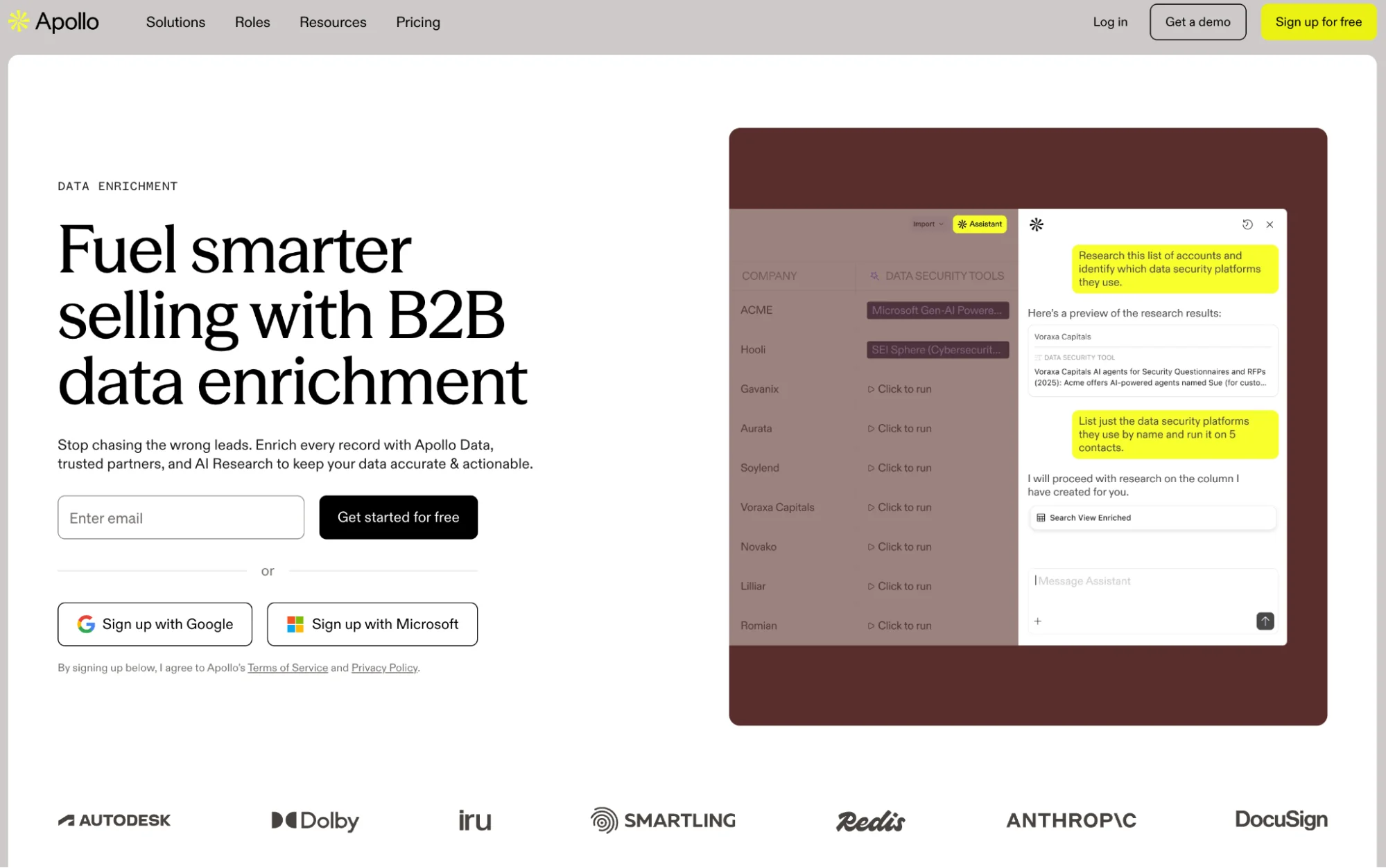 Apollo homepage: B2B data enrichment and sales prospecting platform