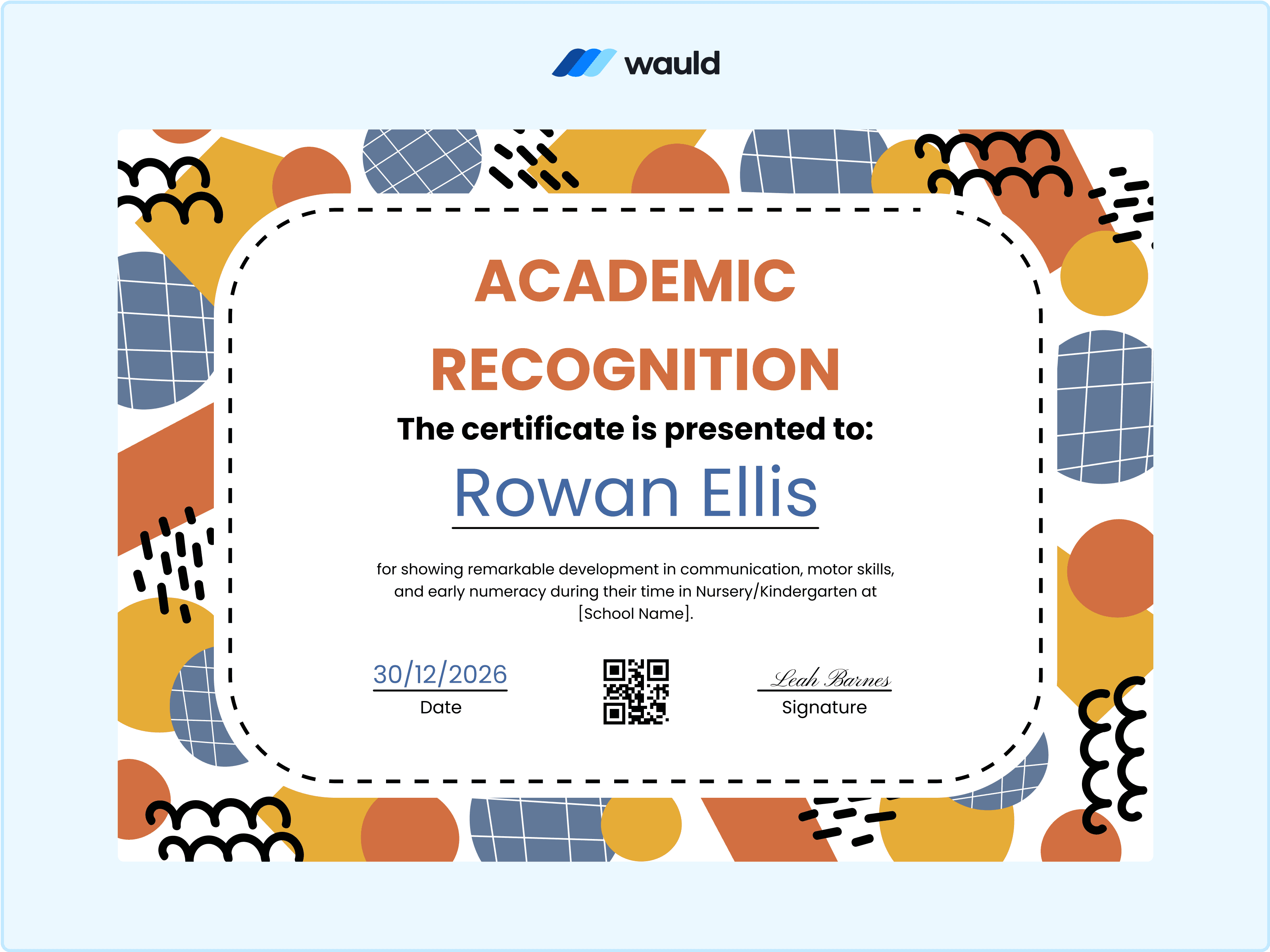 Wauld - Colorful academic certificate template