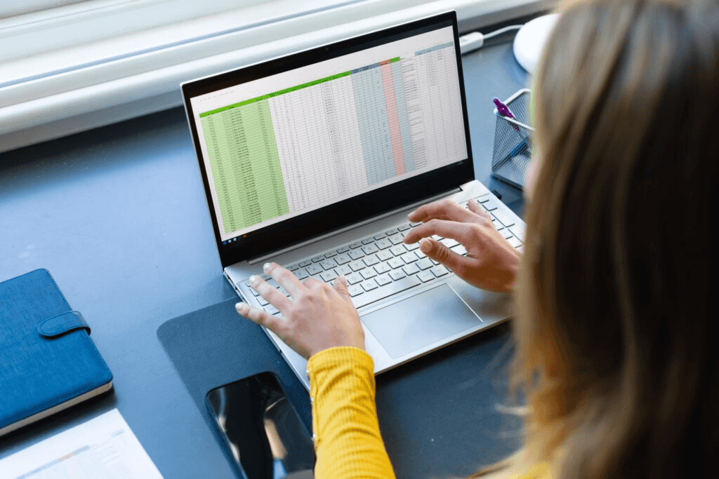 Person working on laptop spreadsheet  -  How to Connect Excel to LangChain