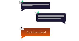 An email thread with a failed sending of the final email