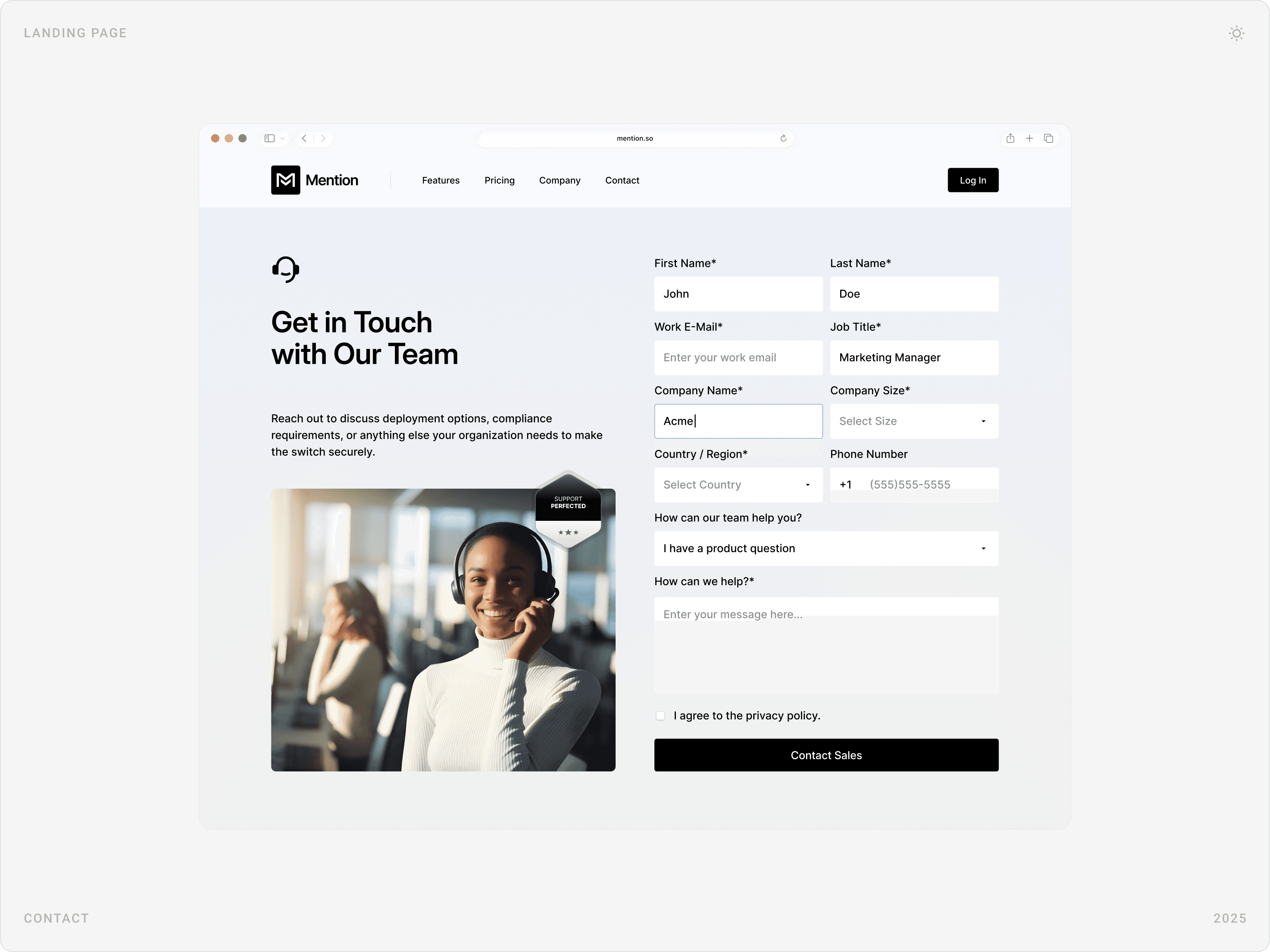 Professional Enterprise Contact Section Design