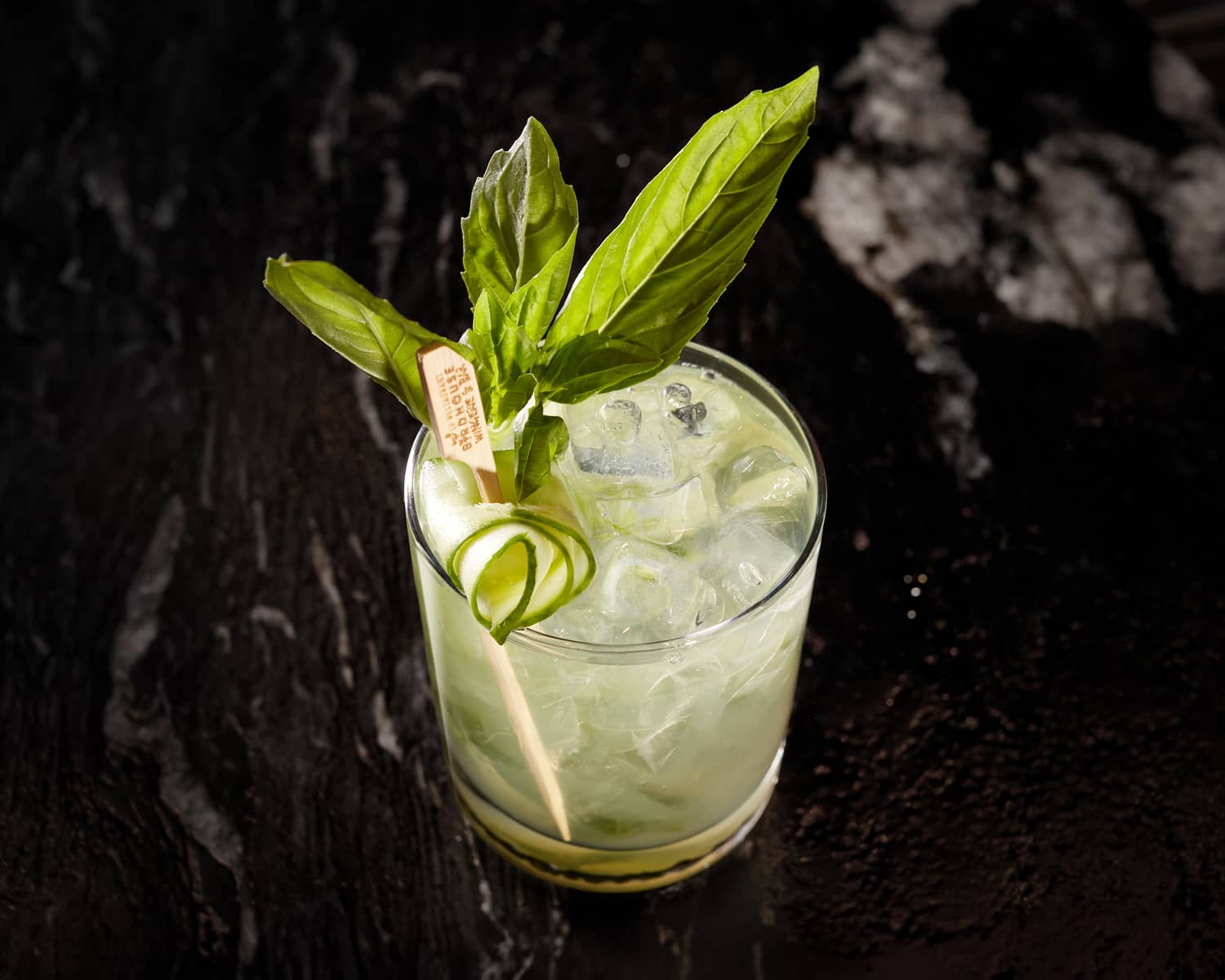 Cucumber cocktail with leaf