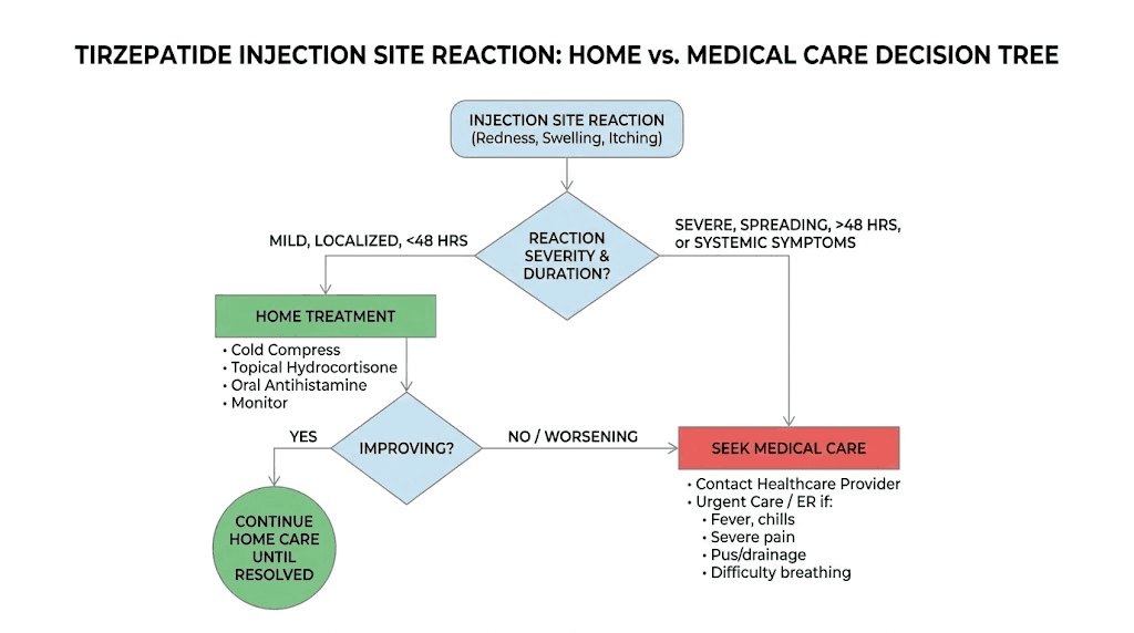 When to seek medical care for tirzepatide injection site reactions decision guide