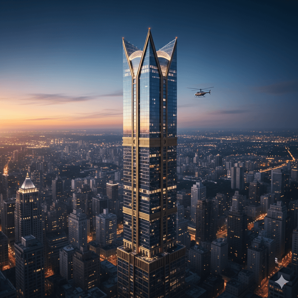 Luxury high-rise residential tower in Sector 67 Gurgaon at sunset, representing M3M Latitude 2.0