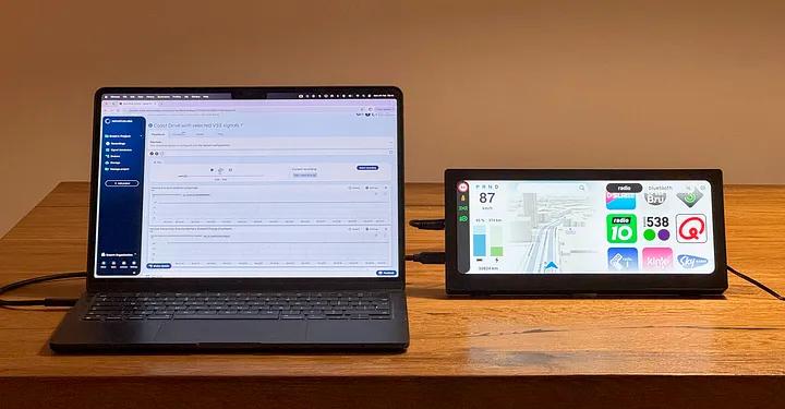RemotiveCloud streaming vehicle data into a HMI prototype on a touch display