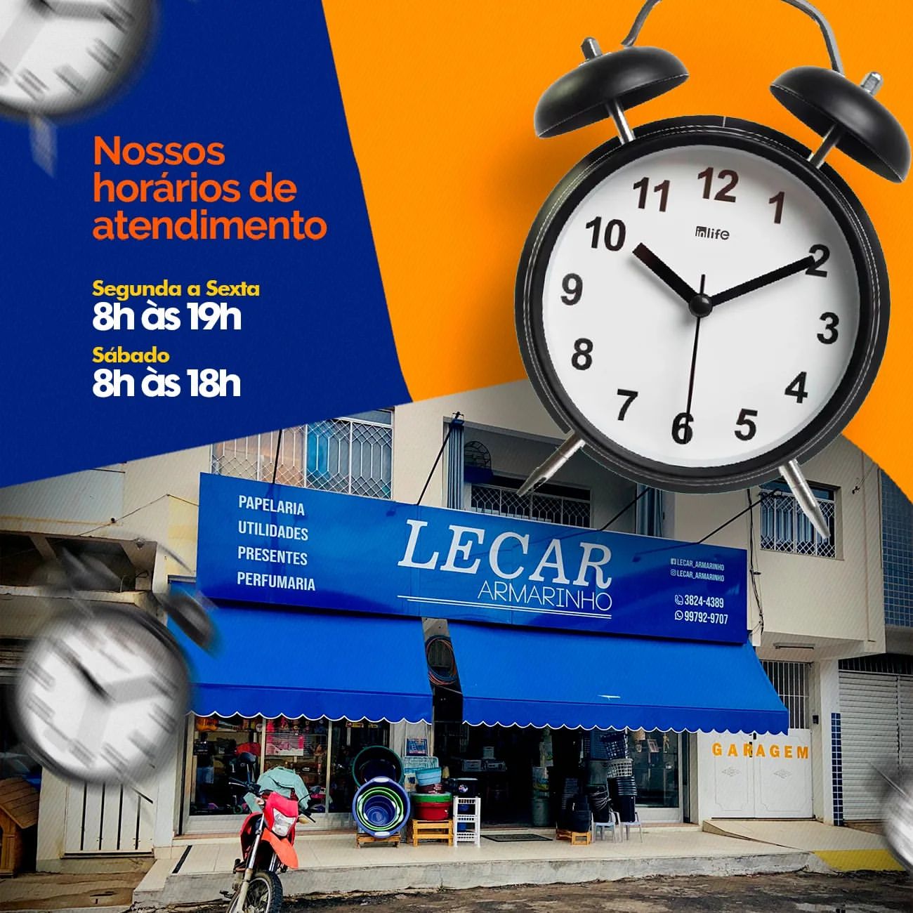 Horário de atendimento da Lecar Armarinho em Itaperuna - RJ: de segunda a sábado, das 8h às 18h. Encontre produtos variados na Loja Lecar Armarinho.