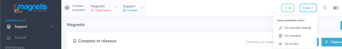 Interface de création de compte Magnétis