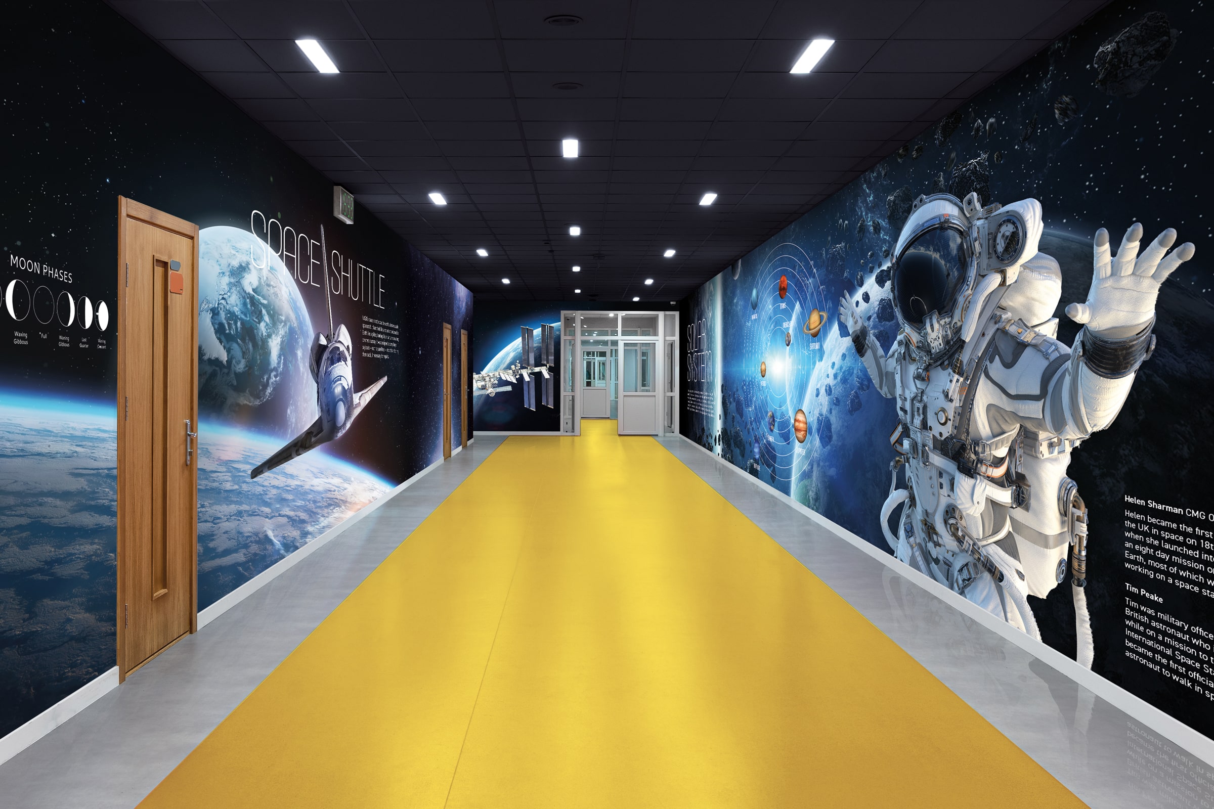 Space Theme Educational Wall Graphics for Schools