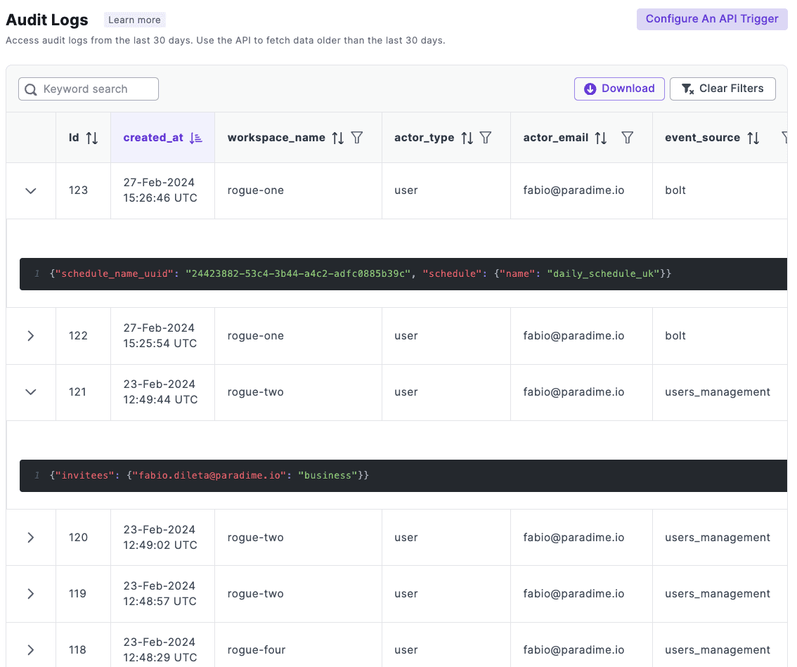 Audit Logs | Paradime | Analytics Engineering using dbt™