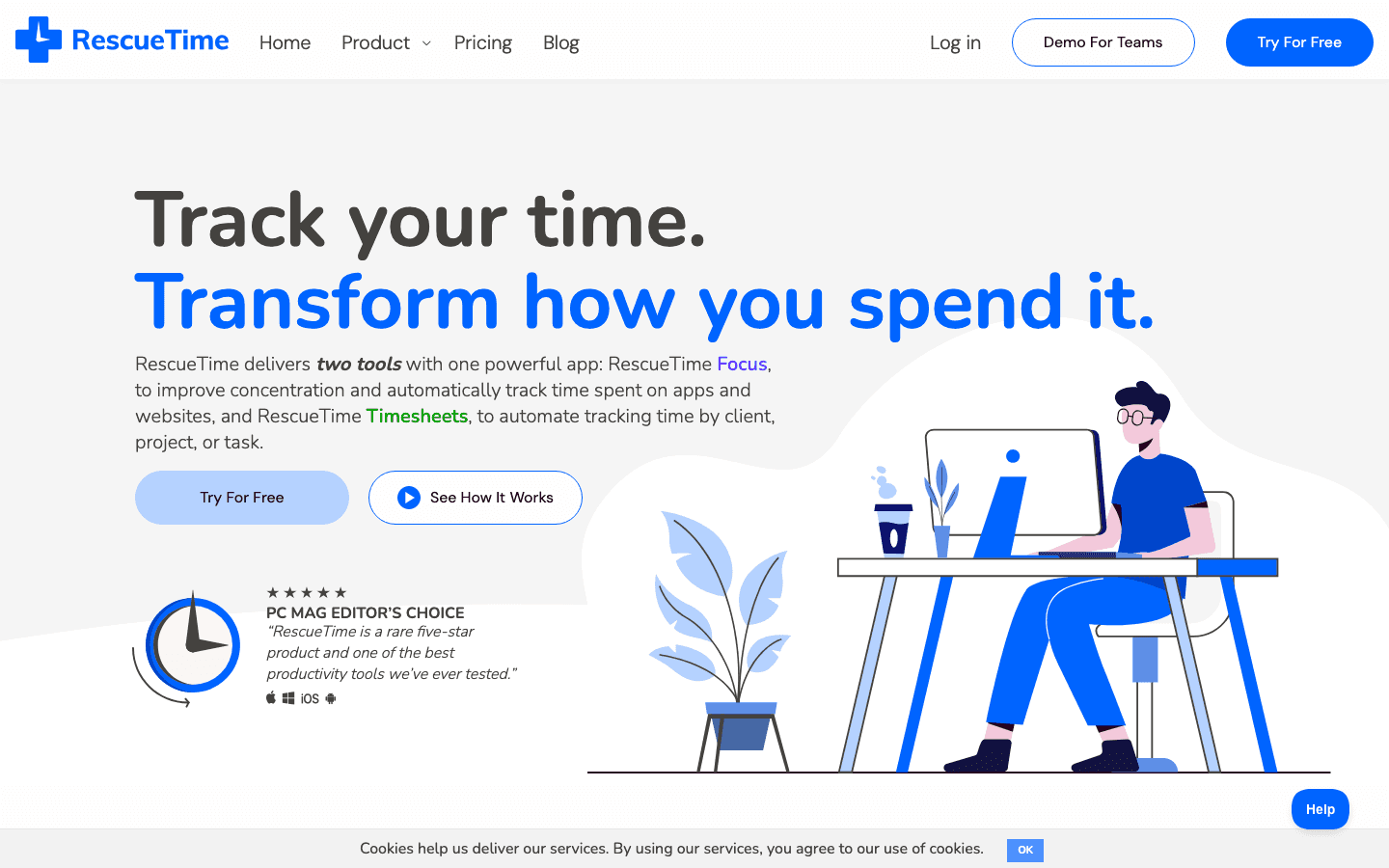 RescueTime automatic time tracking dashboard