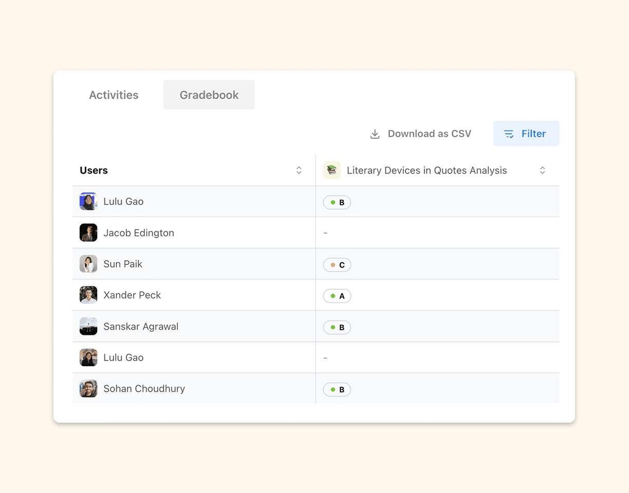 Image showing gradebok feature in Flint
