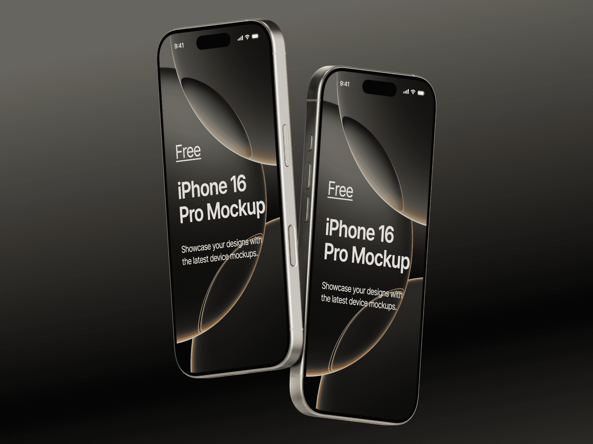 Free iPhone 16 Pro mockup with two screens