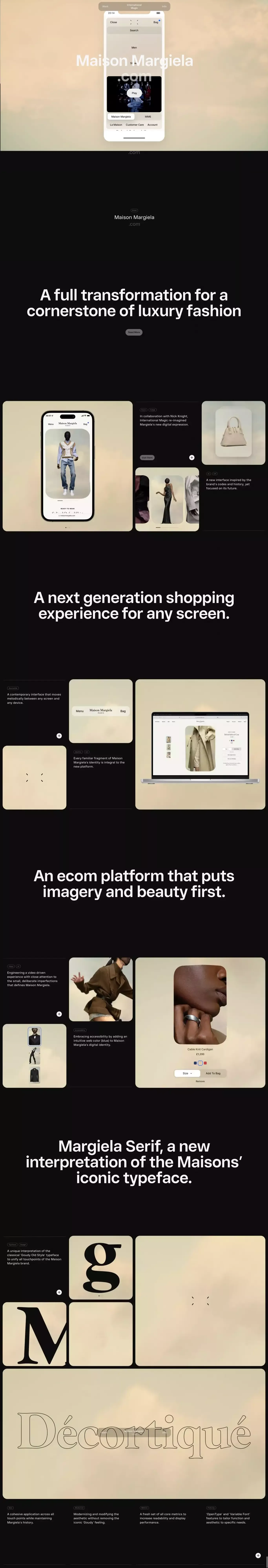 International Magic · Maison Margiela G portfolio page screenshot showcasing Design and Tech design