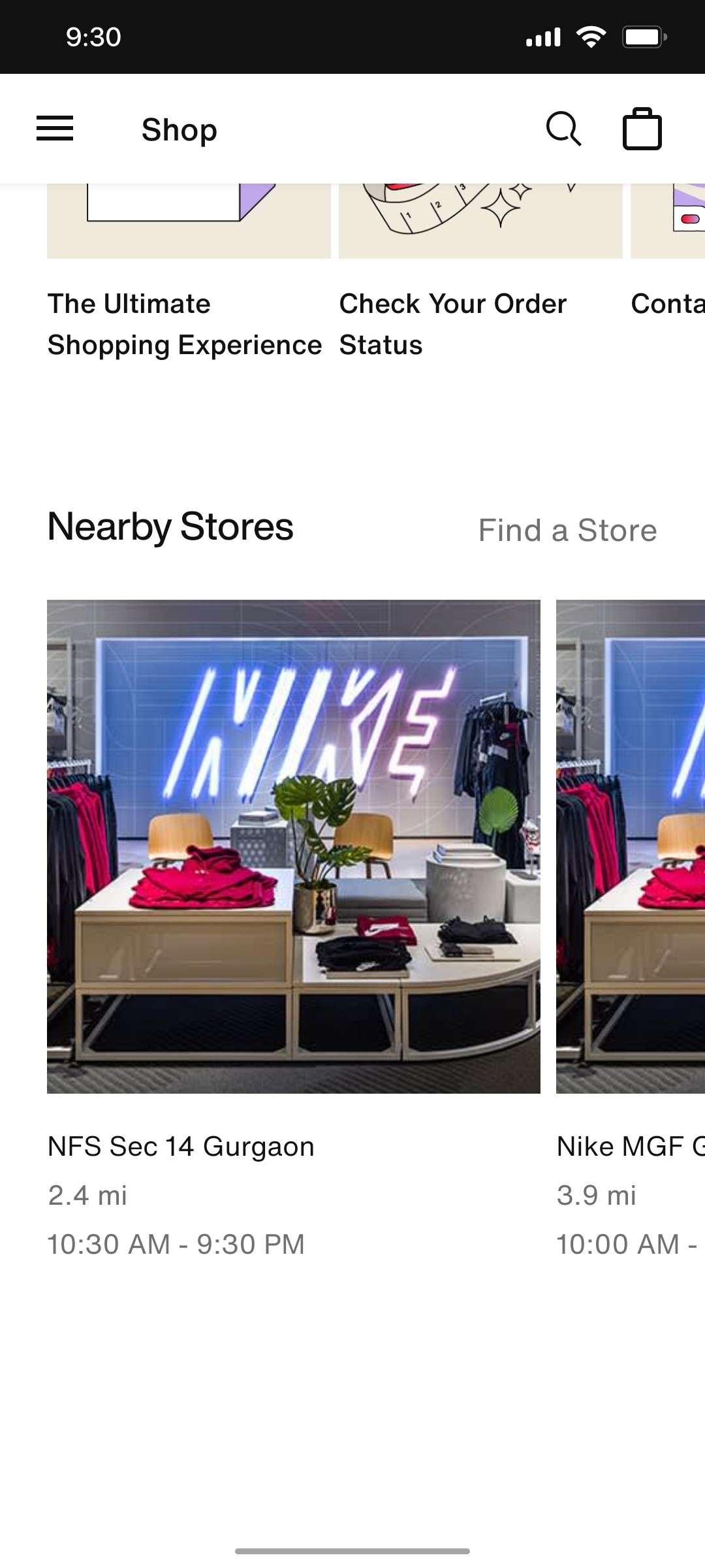 Nike App Nearby Stores Screen
