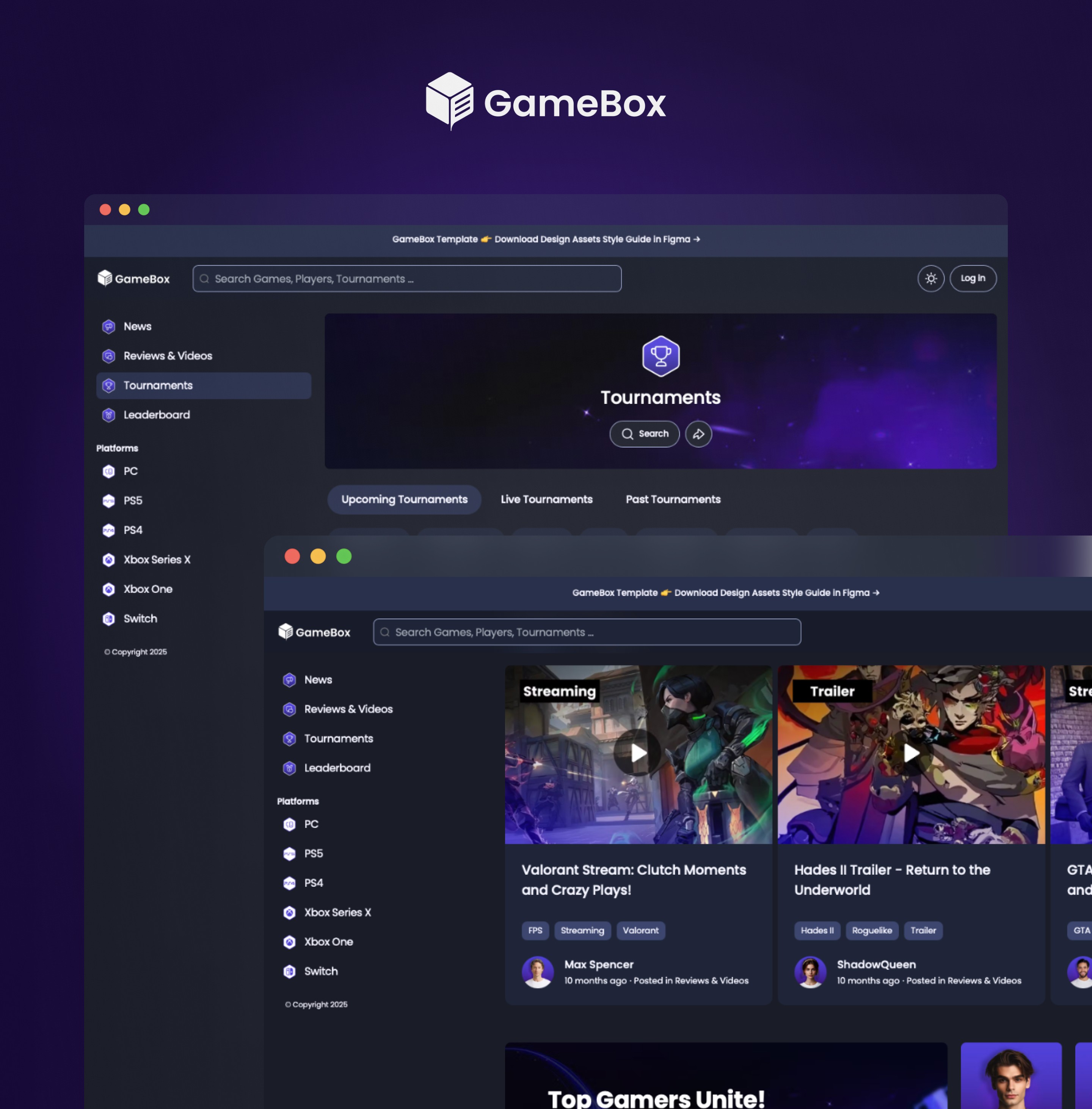 Community Website Template Design - GameBox