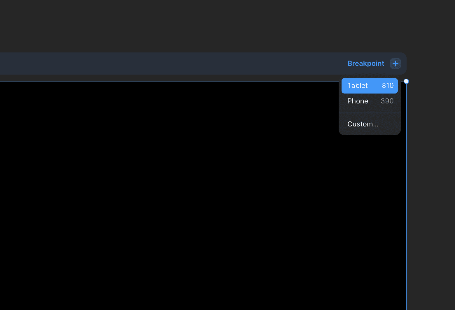 Framer UI showing breakpoints