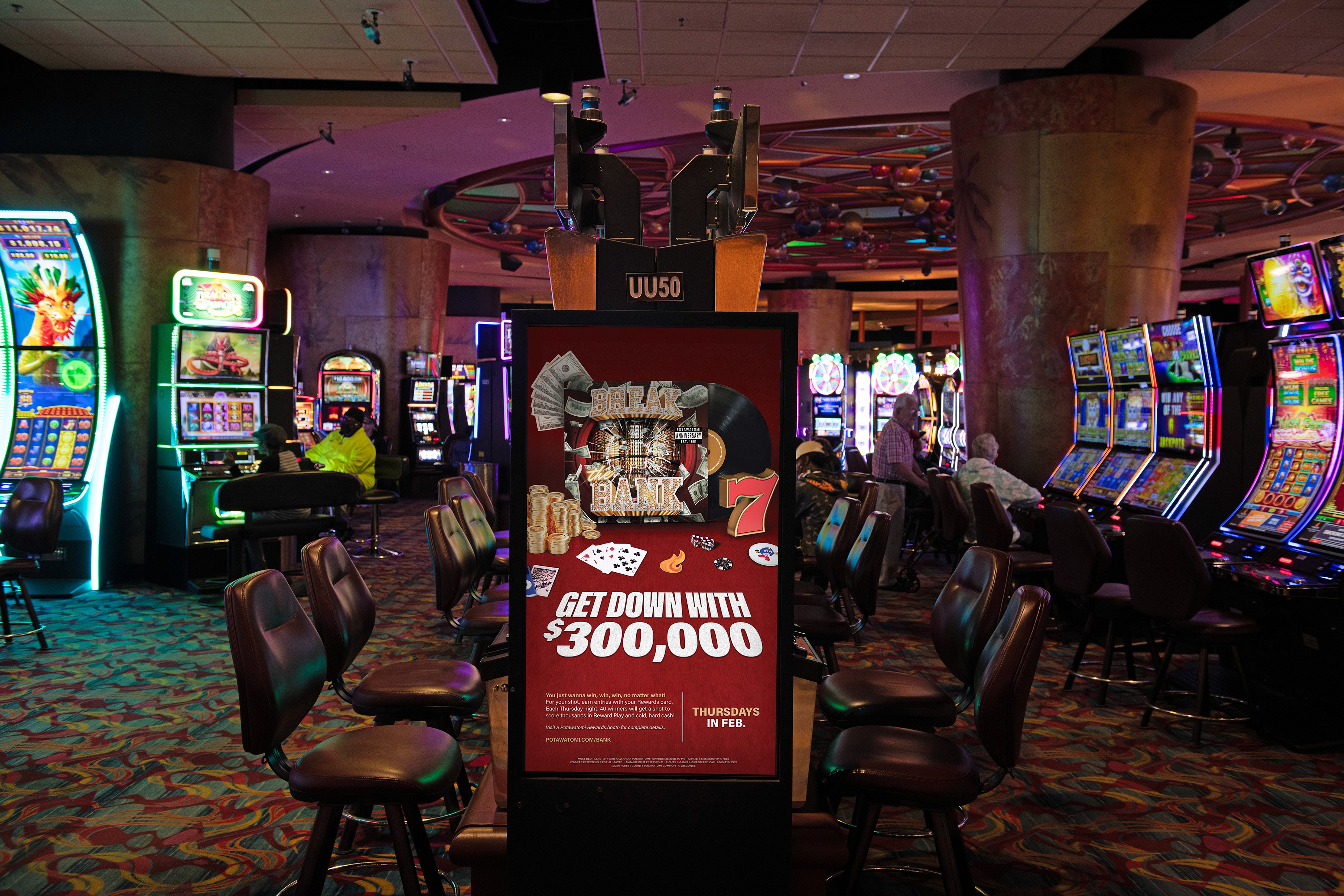 Digital poster with Break the Bank artwork reading "Get down with $300,000"